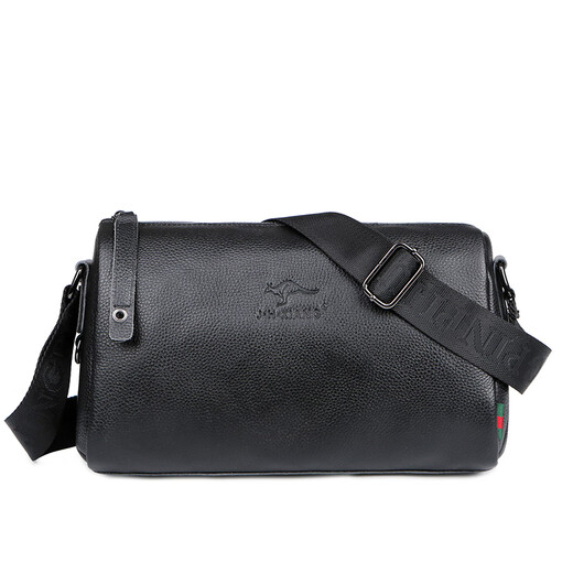 
Goldlion leather men's shoulder bag large capacity postage bag simple and fashionable cylindrical bag new casual cross-border business bag black large size 1391