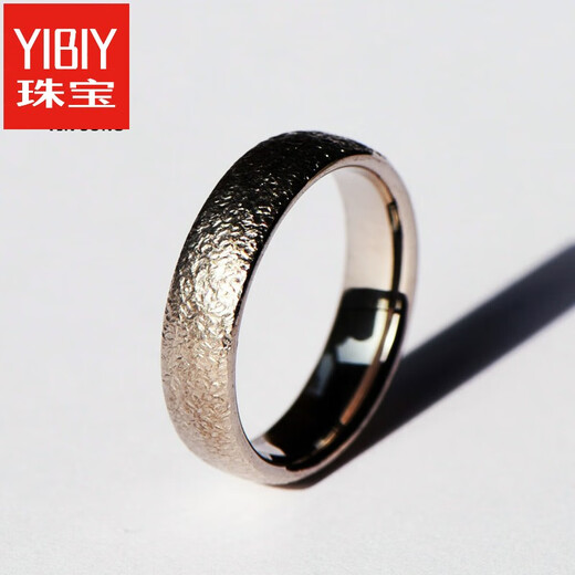 YIBIY2025 latest gray gold ring jewelry Au750 ring 18K gold men and women couple ring frosted texture in stock width about 4.5mm 10# one