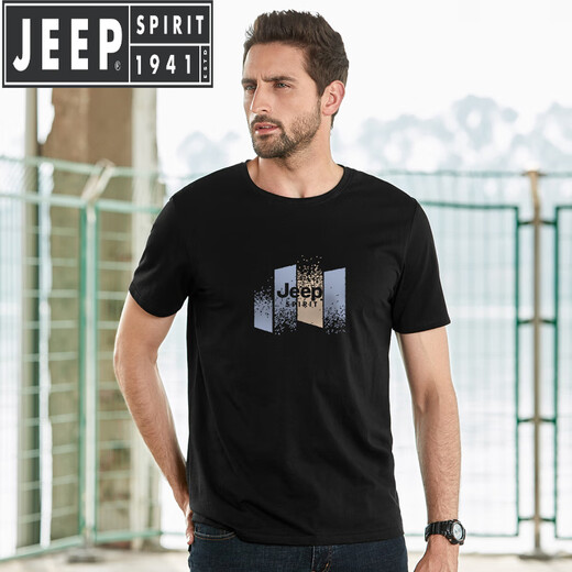 Jeep (Jeep) T-shirt à manches courtes pour hommes imprimés Version lâche décontractée Cotton Top Trendy 723 [White] M