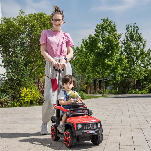Zhouzhou Che's new children's electric car four-wheeled off-road vehicle remote control child baby toy car men and women can sit and recharge China red electric + remote control + push handle + awning