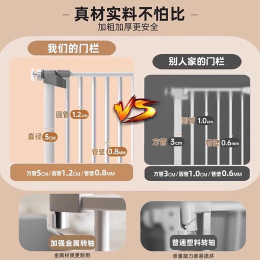 楼梯护栏儿童安全门围栏婴儿门栏防护栏宝宝门口栅栏宠物厨房栏杆 【加粗加厚】适用宽度83-90cm 078高度