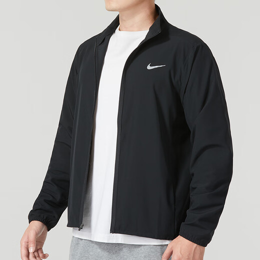 NIKE外套男士2024春秋季休闲连帽夹克跑步训练防风衣速干透气运动服 黑色Dri-Fit透气速干夹克 S
