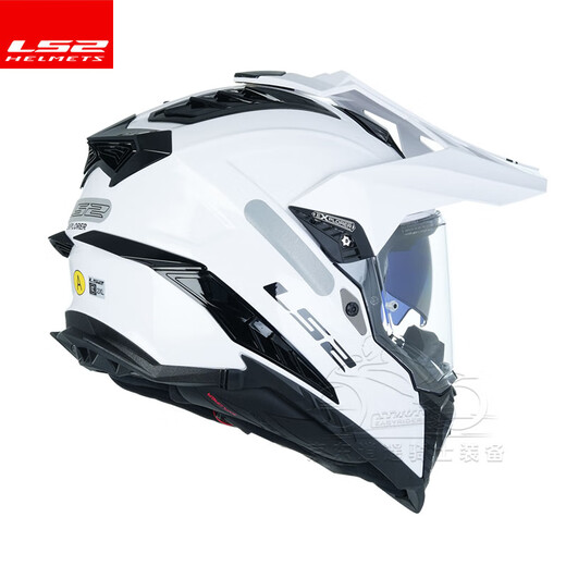 LS2 Carbon Faser Off-Road-Zughelm-Motorradhelm-Motorrad-Motorrad-Helm Full Helm Vier Jahreszeiten Atmungsfreie Doppellinsen MX701 Glasfasermodell-weißer Sommer-Eis-Seiden-Kopf Cover XL (Empfohlen 58-59 cm)