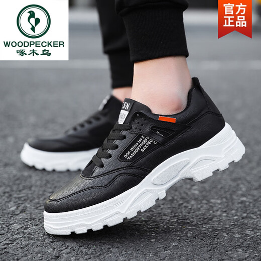 
Woodpecker 2025 autumn new casual sports shoes men's shoes heightening shoes white shoes dad shoes breathable white shoes trendy winter HY1289 black and white 41