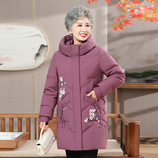 Yaya (YAYA) grandma's winter down jacket 60 and 70 year old lady thickened and warm middle-aged and elderly mother's Chinese style elderly jacket