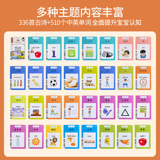NOUVEAU STYLE CAT CAT Early Education Machine Enfant's Educational Toy Card Insertion Machine Tang Poetry and Song Paroles d'apprentissage Machine Bilingue Bilingue Machine Early Education Stand Orange Stand Cat + Chinese et English 510 Contenu