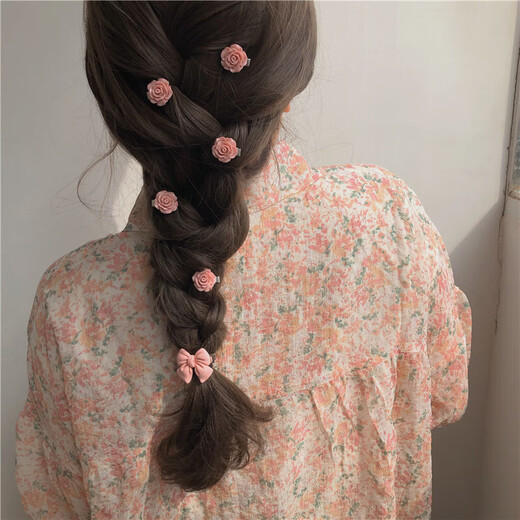 Summer Japanese and Korean sweet handmade hairpins pink strawberry fruit braided hair accessories camellia lace hairpins F8073-1#Camellia/1 piece