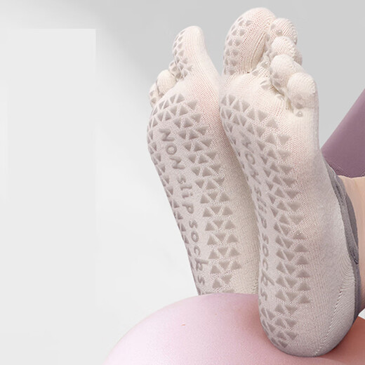 Women's professional non-slip yoga socks, toe socks, Pilates sports yoga socks, aerial yoga socks, dance socks, white, one size fits all, suitable for 35-39