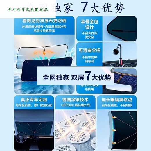 骉祥汽车遮阳罩前挡遮阳伞隔热专用防晒前挡风玻璃停车内用车挡板e 通用大号14079任意弯曲1秒遮阳