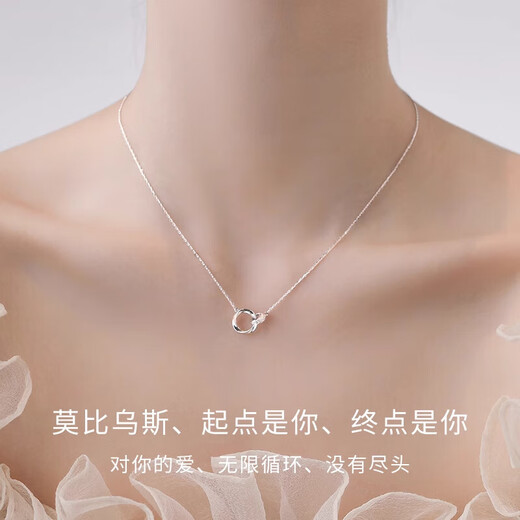 DRIG necklace women's sterling silver Mobius double ring 2025 new light luxury niche high-end birthday gift for girlfriend 999 silver white diamond-white gold