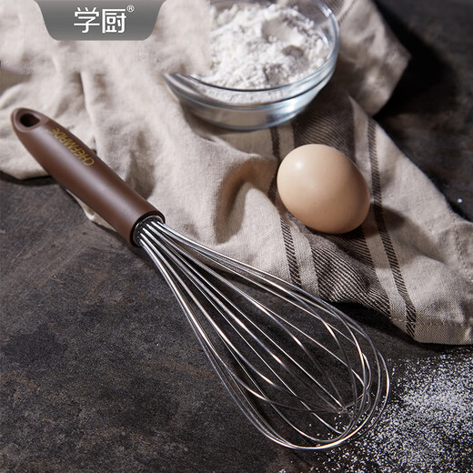 Learn to cook [New Product] 304 stainless steel small egg whisk manual mixing rod household baking tool whisk cream [304 stainless steel] WK9214-medium multi-function