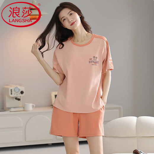 Langsha (Langsha) komfortable reine Baumwollsommer-Pyjama-Pullover Pullover Pyjamas Kurzarmshorts bequemer lässiger Home-Kleidungsstück Z9856 m [Vorgeschlagen 80-100Jin [Jin gleich 0,5 kg] tragen]