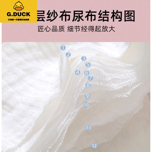 G.DUCKKIDS Newborn baby diapers pure cotton washable baby gauze diaper mustard pocket cloth ring diapers diapers four seasons Miffy rabbit three pack S (12Jin [Jin equals 0.5 kg])
