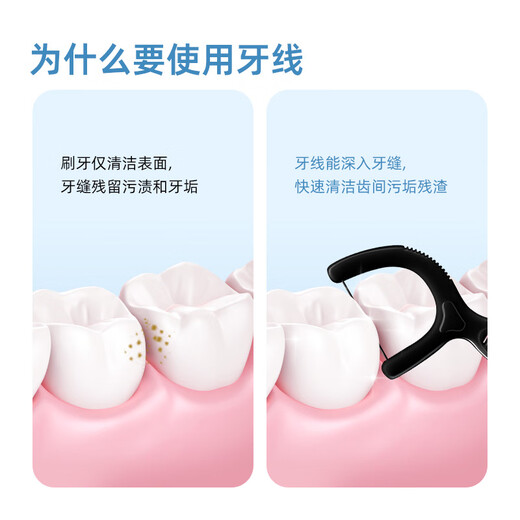 小鹿妈妈竹炭牙线棒50支X6桶共300支 剔牙签清洁齿缝家庭装超细