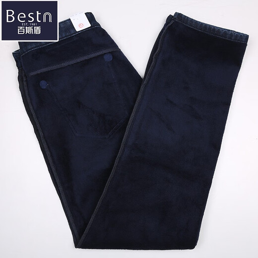 Baisi Shield Jeans pour hommes avec du velours épaissis du pantalon d'âge moyen d'âge moyen et âgé haute