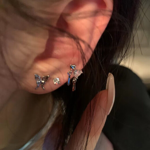 FVIP Old Phoenix 999 pure silver 6-piece set of butterfly earrings for women, niche design sense (set of 6)