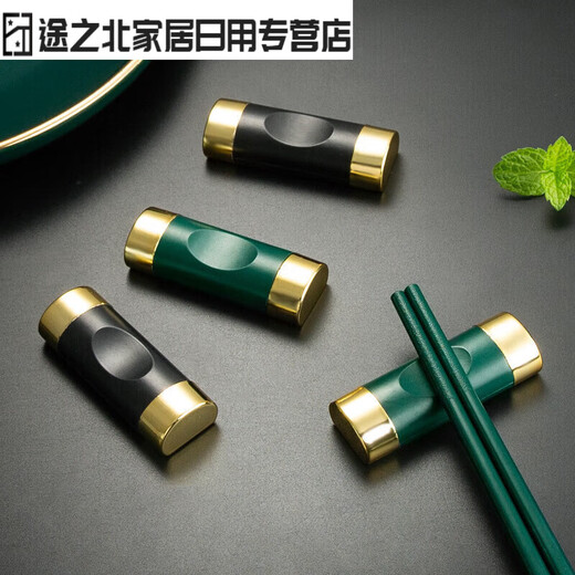 Junmo Hotel Chinese-style chopstick holder mat Chopstick holder household exquisite chopstick mop chopstick pillow cushion display chopstick holder stainless steel metal black gold chopstick holder 5 pack