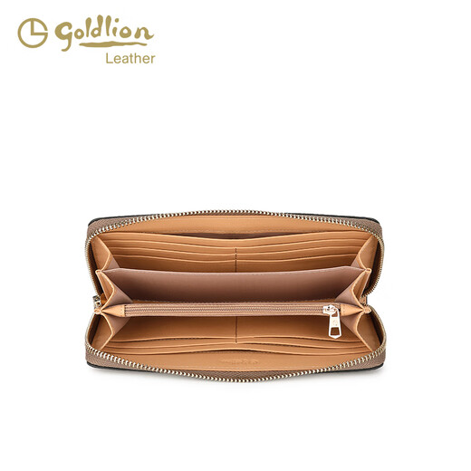 金利来（Goldlion）钱包长款女轻奢新款时尚手拿包印花多功能零钱包女钱夹手包 卡其