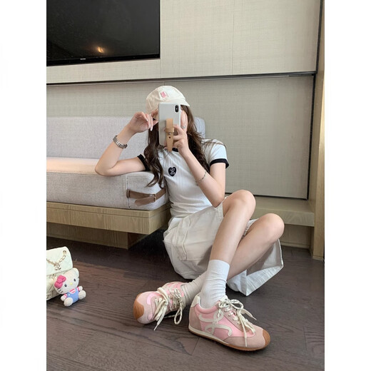 
7cm high-end version yellow white shoes retro small tilted head mandarin duck shoelace casual shoes De training shoes women Forrest Gump shoes 6629 brown inner height 7cm 34