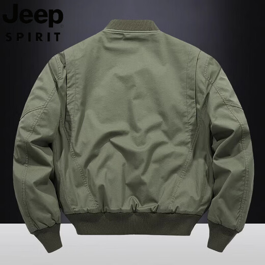 JEEP SPIRIT吉普2025年秋季棉衣男纯棉水洗夹棉加厚飞行员夹克休闲棒球领外套 9227军绿（夹棉厚款） 4XL 适合195至210斤