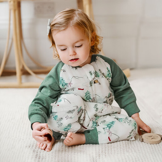 Nest designs baby sleeping bag bamboo cotton gauze six-layer long-sleeved baby split-leg anti-kick quilt for all seasons forest path 90 yards