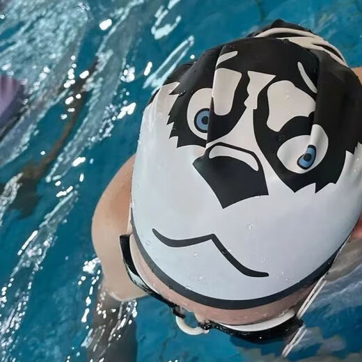 Mountain shoulder pine husky silicone swimming cap, funny high elasticity, enlarged and not tight, cute swimming cap for men and women, waterproof swimming cap, husky waterproof swimming cap + nose clip earplugs, enlarged version