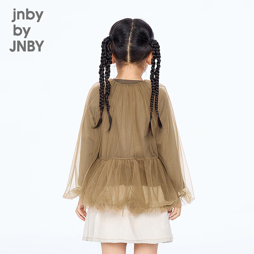 Jnby by JNBY new Jiangnan Buyi children's long-sleeved shirt A-shaped round neck raglan sleeves loose 25 autumn girls 1P7221010 216/camel brown 120 cm