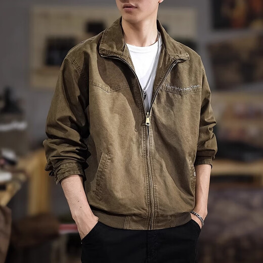 JEEP SPIRIT jacket men's autumn and winter American retro pilot loose thickened handsome casual men's work jacket men's brown XL suitable weight 145-160Jin Jin equals 0.5 kg