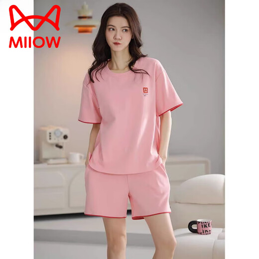 猫人（MiiOW）2025年新款睡衣女夏季爆款纯棉短袖甜美休闲运动家居服套装 Z9855 M 【建议80-100斤穿】
