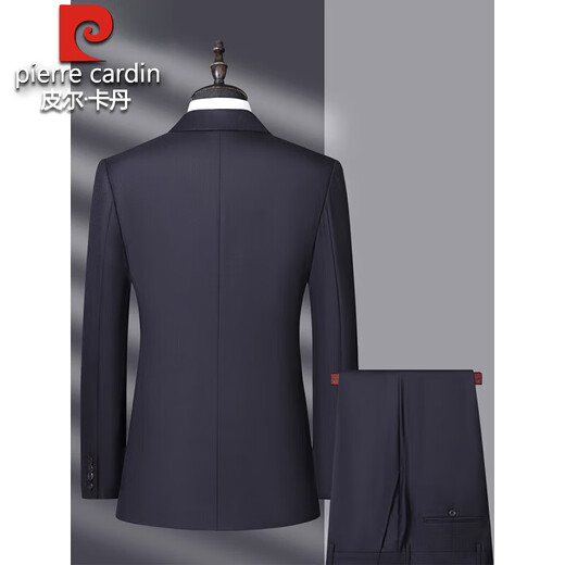Pierre Cardin 100% pure wool suit suit for middle-aged men, high-end business formal wear, groom and wedding suit two-piece black 100% wool #1002 style without slit M 170/46 Recommended 100-130 Jin Jin equals 0.5 kg