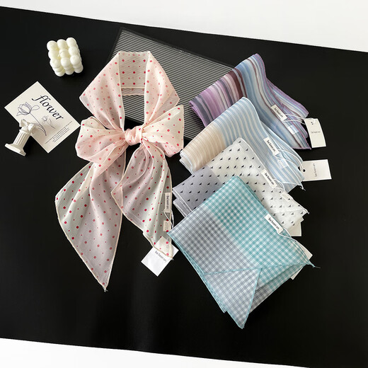 Polka Dot kleiner Seidenschal für Frauen im Sommer Retro dünner Stil-Organ Garn Small Long Schal abgeschrägtes kleines Streamer-Nackenschal Großhandel OGS011-BRUSH rot 182*19cm
