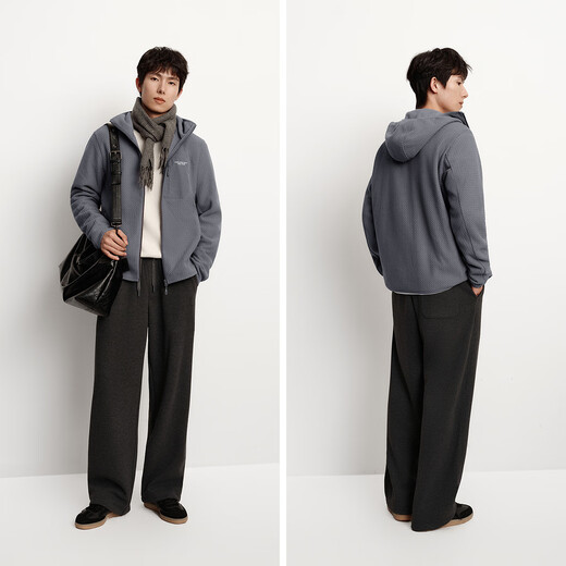 Semir Jacket Men's Antistatic Polar Fleece Knitted Jacket 2025 Winter Hooded Top Splicing Trend 109725108106