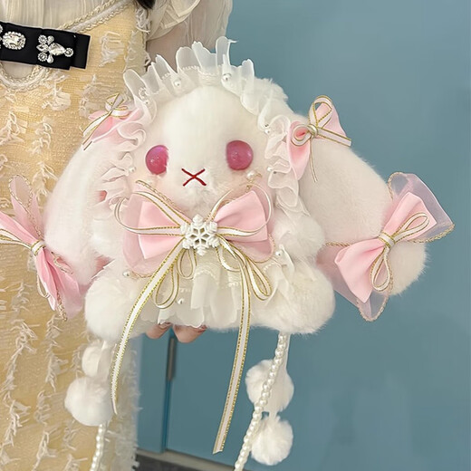 Xingxi crossbody bag Lolita rabbit plush shoulder bag girl cute children's bag soft girl cartoon doll backpack gift pink rabbit