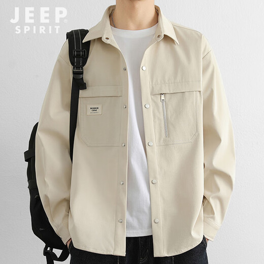 JEEP SPIRIT吉普衬衫男秋季休闲长袖工装外套男宽松百搭夹克上衣新款男装