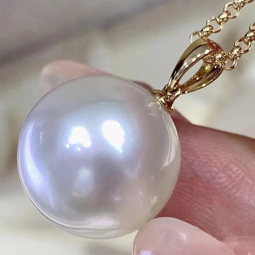 OINE Old Phoenix Gold Store Pendant Necklace Comparable to Australian White Clavicle Chain Pearl Large White 18k Gold Melon Seed Buckle Light 18k Gold with Silver Chain 15-16mm