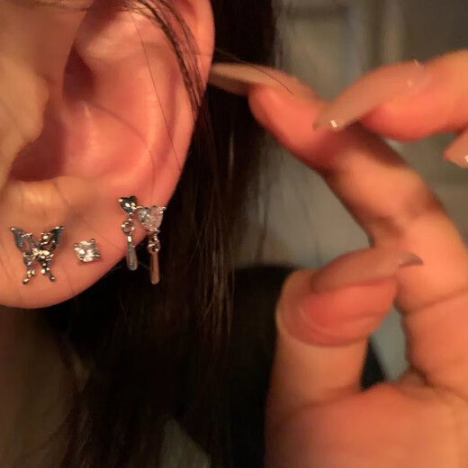 FVIP Old Phoenix 999 pure silver 6-piece set of butterfly earrings for women, niche design sense (set of 6)