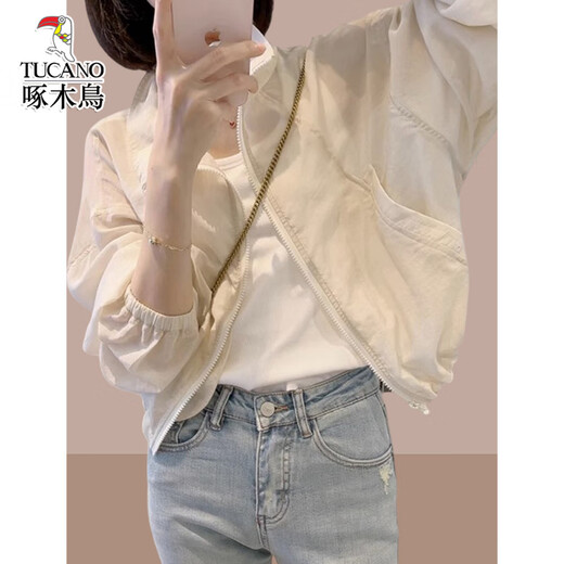 啄木鸟夏季新款小众设计白色防晒外套女士薄款 白色 M (建议100斤以内)