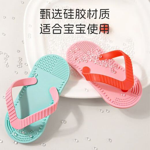 Dr. Ma's baby teether, silicone molar stick, pacifier, finger-eating, baby chewing gum, anti-stomach craving, hand artifact, slippers, teething silicone - blue/green random Y1112 free storage box