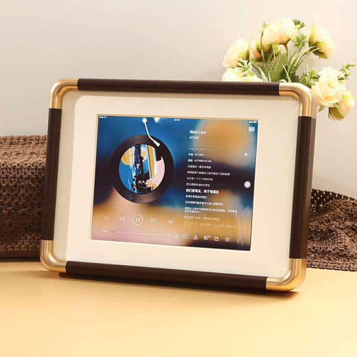 Budi iPad modifizierte elektronische Uhr, Massivholz, Fotorahmen, Fotoalbum, altes Tablet, Mobiltelefon, modifiziert mit Ständer, Tisch, Fotorahmen, Bilderrahmen 2030, Sandelholzfarbe, Massivholz, 2 mm Karton, iPad 24