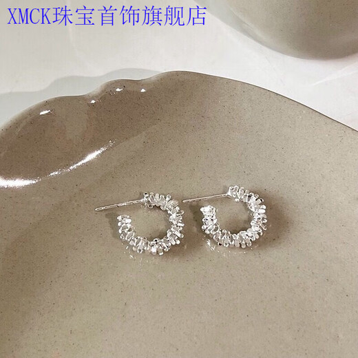 XMCK Old Phoenix 999 sterling silver pure silver fashion light luxury broken silver a few ounces geometric temperament versatile earrings celebrity earrings broken silver a few ounces silver