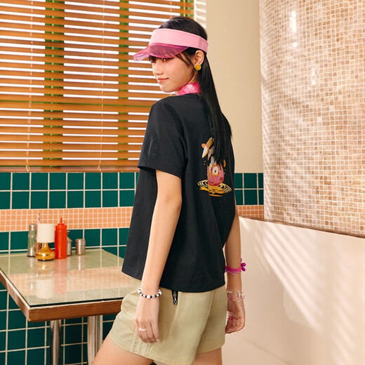阿迪达斯 （adidas）T恤女夏季印花甜美休闲半袖纯棉运动宽松短袖IP3878 IP3877/棉  XS 75-85斤