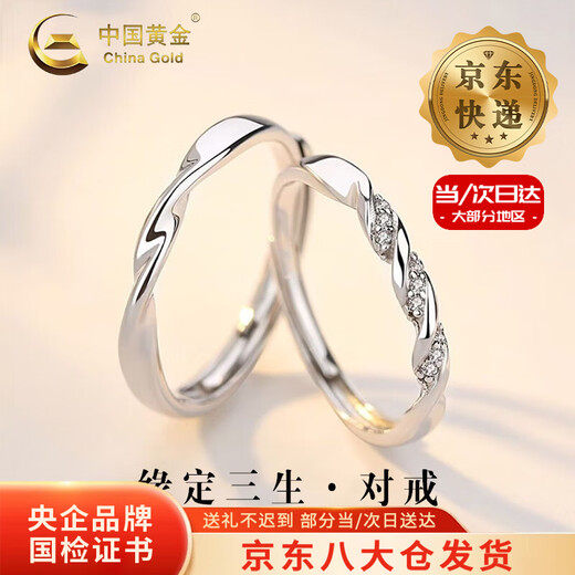 CHINA GOLD S925 Silver Möbius Couple Ring Destined for Three Lives Men and Women Ring Valentine's Day Birthday Gift for Girlfriend Today/next Day Delivery Destined for Three Lives Couple Ring