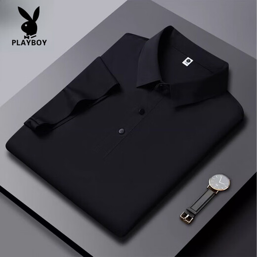 花花公子（PLAYBOY）高端夏季新款冰丝无痕短袖POLO衫男士商务休闲纯色速干薄款t恤男 HT/YH12358大红 短袖POLO衫 2XL 【建议145-165斤】