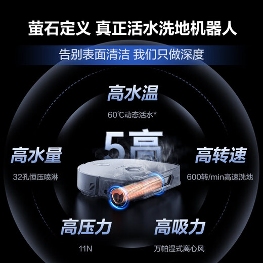 
Fluorite RX30 Max sweeping robot, roller living water washing robot, integrated automatic cleaning of sweeping and mopping, dry and wet mixed suction, Hikvision water tank version