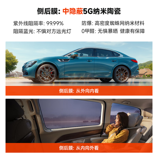 MOXIAOER car film, car film, solar film, heat insulation film, full car film, window glass explosion-proof film, privacy safety light-blocking sunscreen film, zero-fog ceramic high-definition front shield + nano-ceramic side and rear film (high concealment)