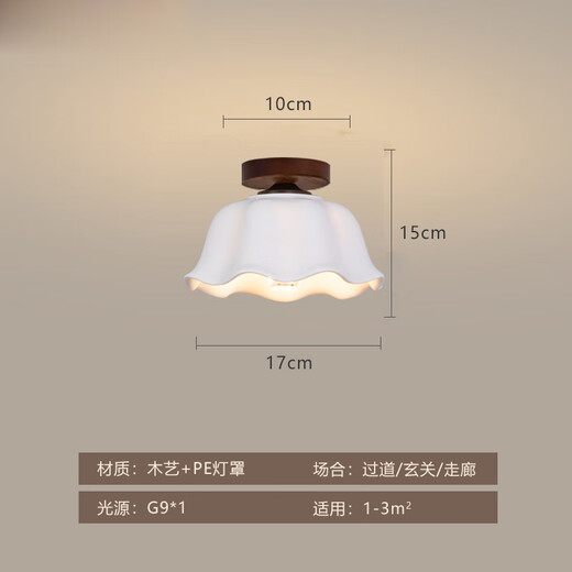 He Jiangong 2025 Neue Ganglampe, Korridorlampe, kreative Kunst, mittelalterliche Einzelkopf-Eingangshalle, Veranda, Balkon, kleine Deckenlampe, 1 W, 3271, Einzelkopf-Deckenleuchte (Pfirsichholzfarbe), Augenschutz drei