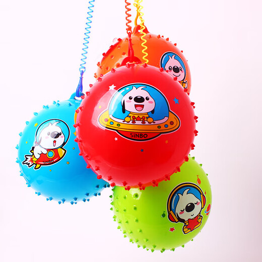 悦卜西瓜球儿童充气弹力小皮球婴幼儿宝宝手抓拍拍球按摩球幼儿园玩具 吊绳足球+西瓜球【带打气筒】