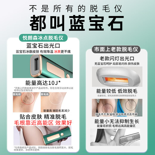 Yuelangsen Hair Removal Device Freezing Point Sapphire Hair Removal Instrument Painless Whole Body Lip and Armpit Hair Private Parts Student Home Female Hair Removal Magic Device KGPG Hair Removal Device Dark Green Freezing Point Hair Removal + Root Hair Removal + Whole Body Available