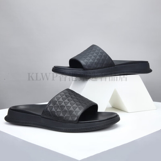 KLWP Hong Kong luxury high-end brand men's shoes summer slippers men's breathable outer wear sandals black British all-match flip flops black 41