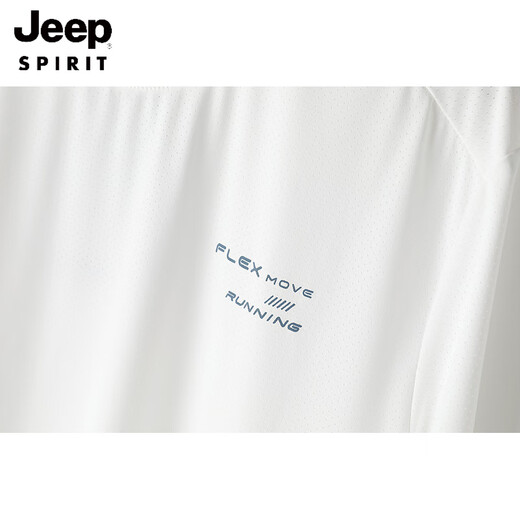 JEEP SPIRIT冰丝网孔速干圆领短袖T恤男夏季薄款透气时尚青年运动休闲体恤衫 C3BHT-HC9905A白色 L 100斤-120斤